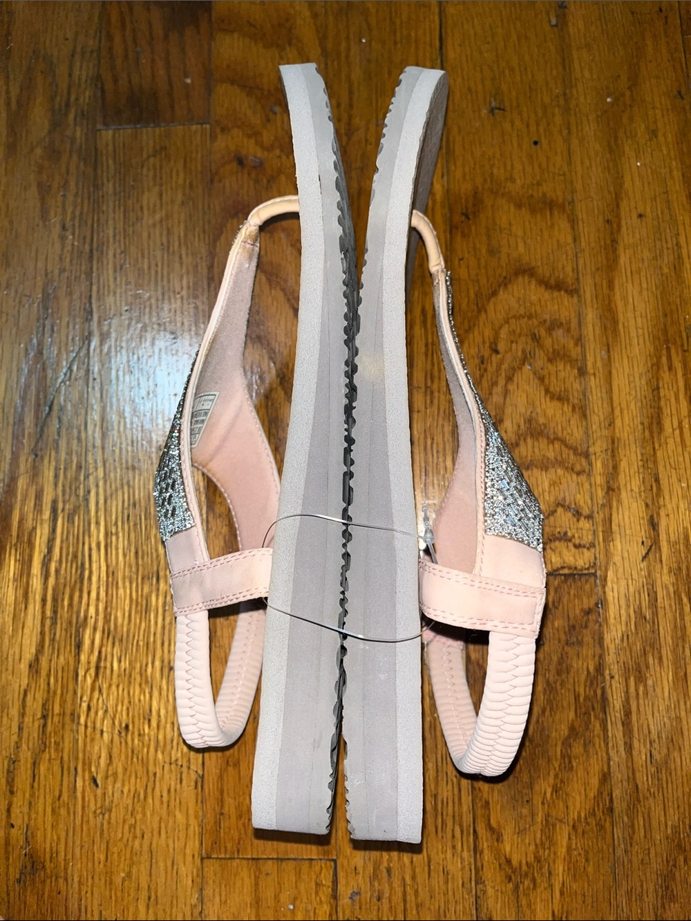NWOT Skechers Yoga Mat Women's Light Pink Rhinestone Thong Bling Sandals Size 10 - Picture 9 of 10